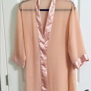 Sheer chiffon with satin trim Robe